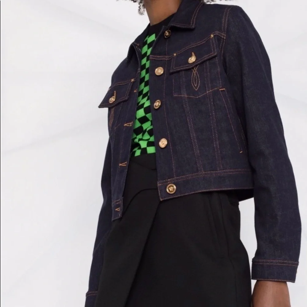 Versace paneled contrast-stitch denim jacket - Picture 14 of 15
